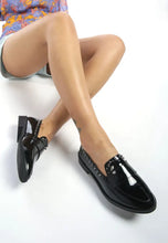 Load image into Gallery viewer, Emilia Black Patent Stud Penny Loafers
